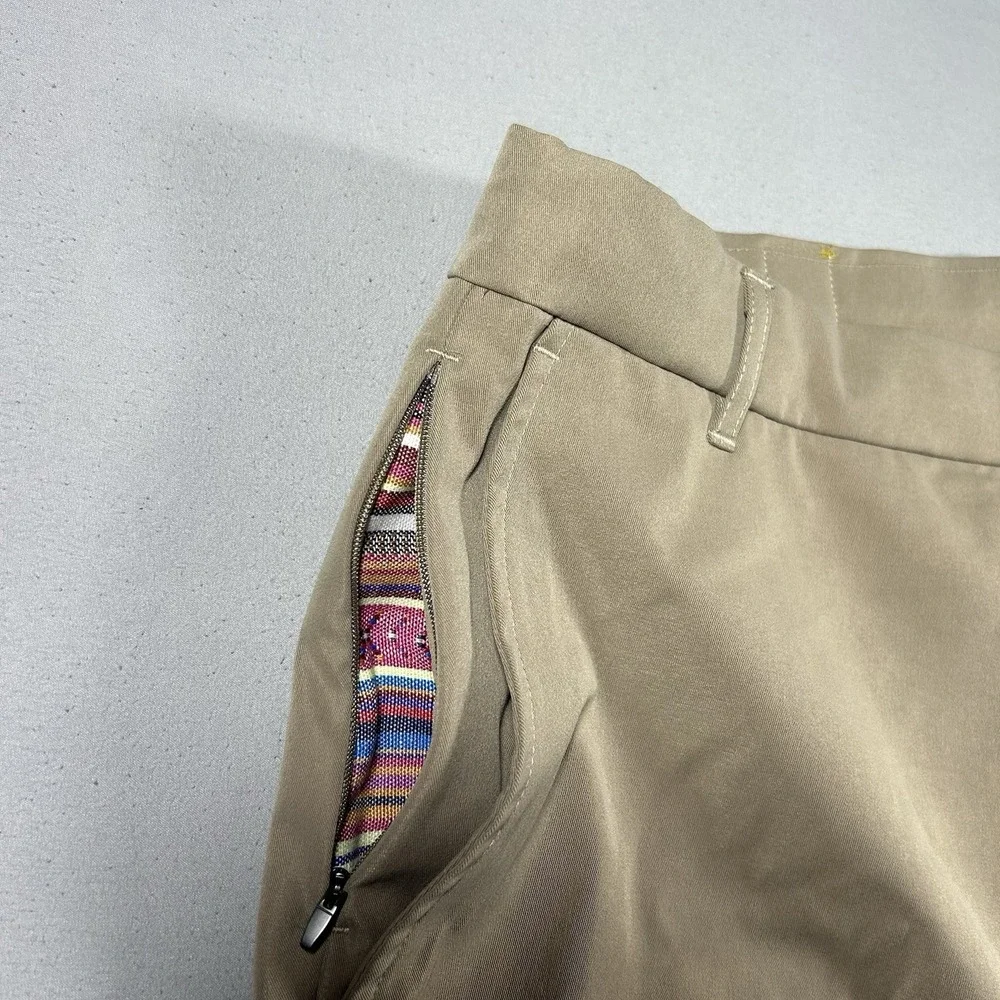 Wowie Pants Mens 36x32 Khaki Stretch Chino Travel Tech Golf Performance Pants